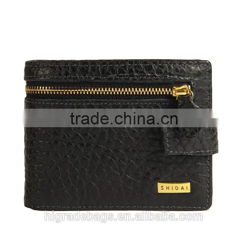 baellerry men leather wallet with zipper pocket