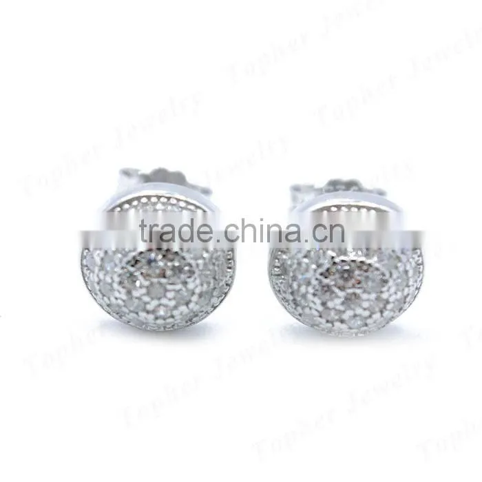 Wholesale zircon 925 silver micro pave cheap wholesale stud earrings