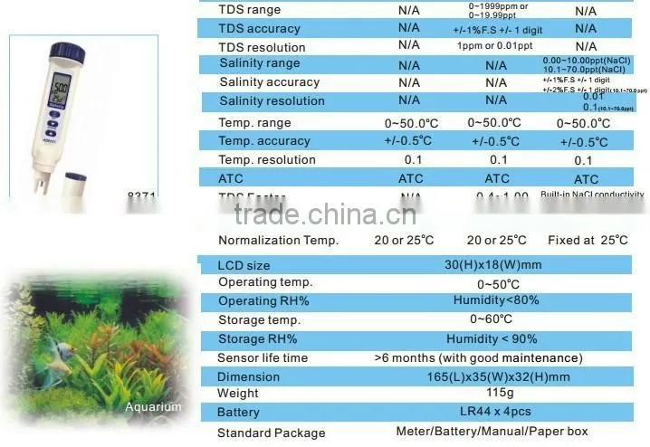 AZ8371 pen type display salinometer/electronic salinometer measurable seawater salinity detector pen type design