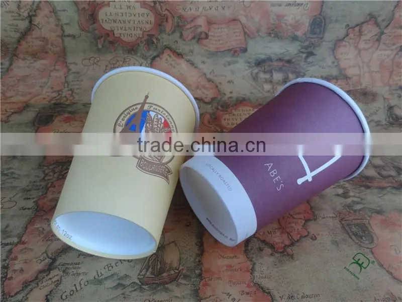 Custom printed disposable single wall paper coffee cup