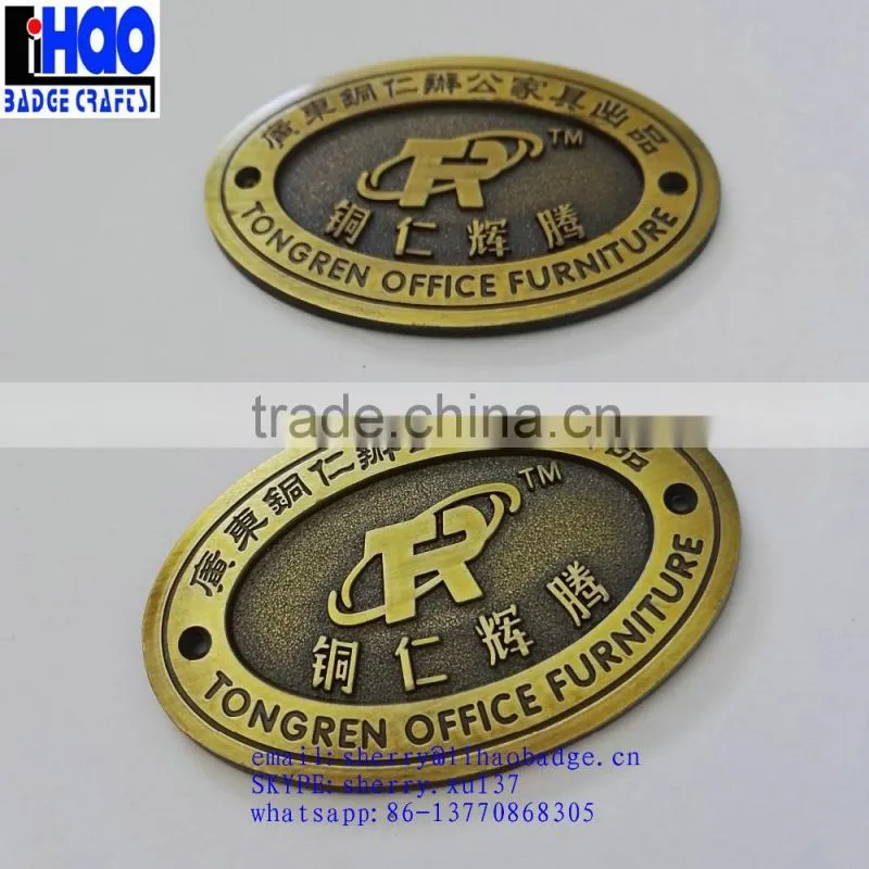 wholesale brass engraving plates for furniture , metal furniture badge