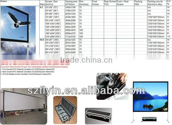 FLYIN Outdoor Projection Screen 200 inches Rear Front Projector Screen Easy fold Fast foliding Screen