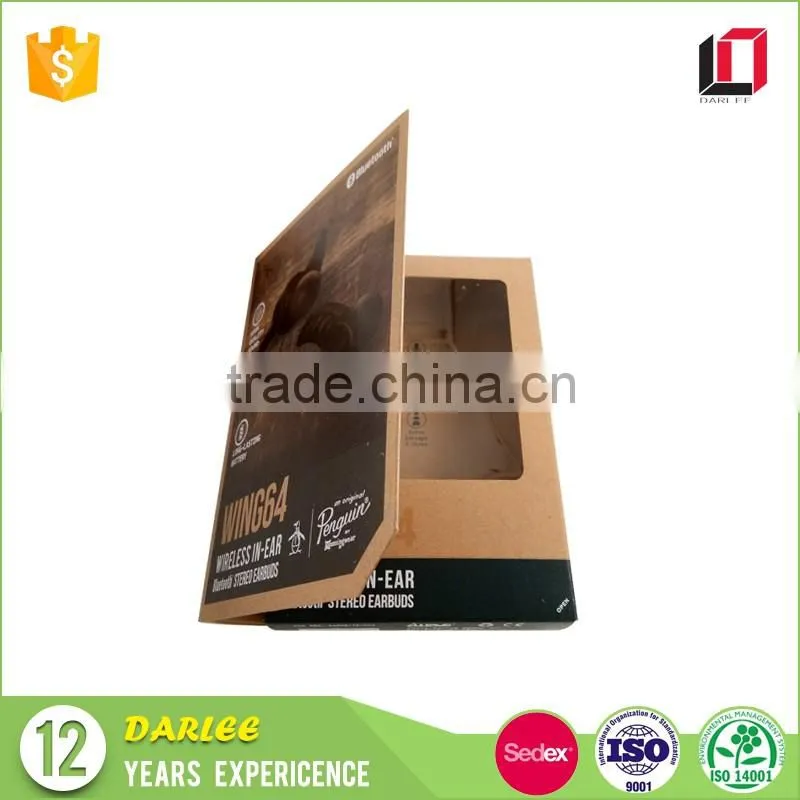 High end blister tray magnetic closure kraft paper wireless in-ear earbuds packaging box with custom logo