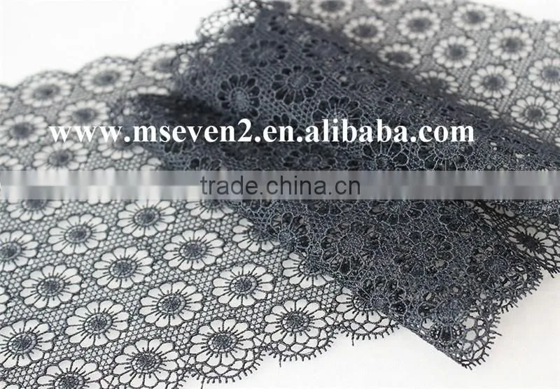 new black color lace design 2016 embroidery scallop shape lace trim austrian embroidery designs flower lace in 17cm