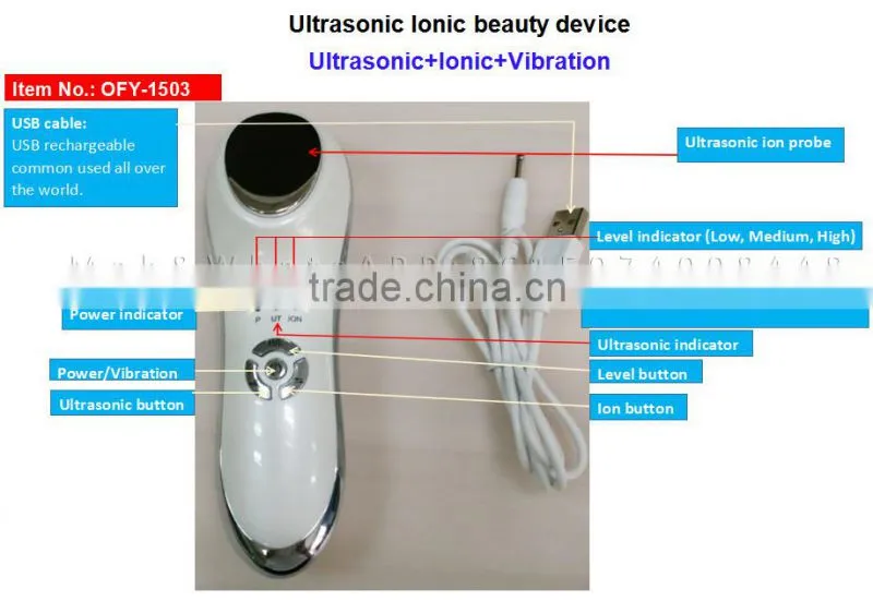 New design Anti-Wrinkle Beauty Machine Ultrasonic Ionic vibration facial beauty device