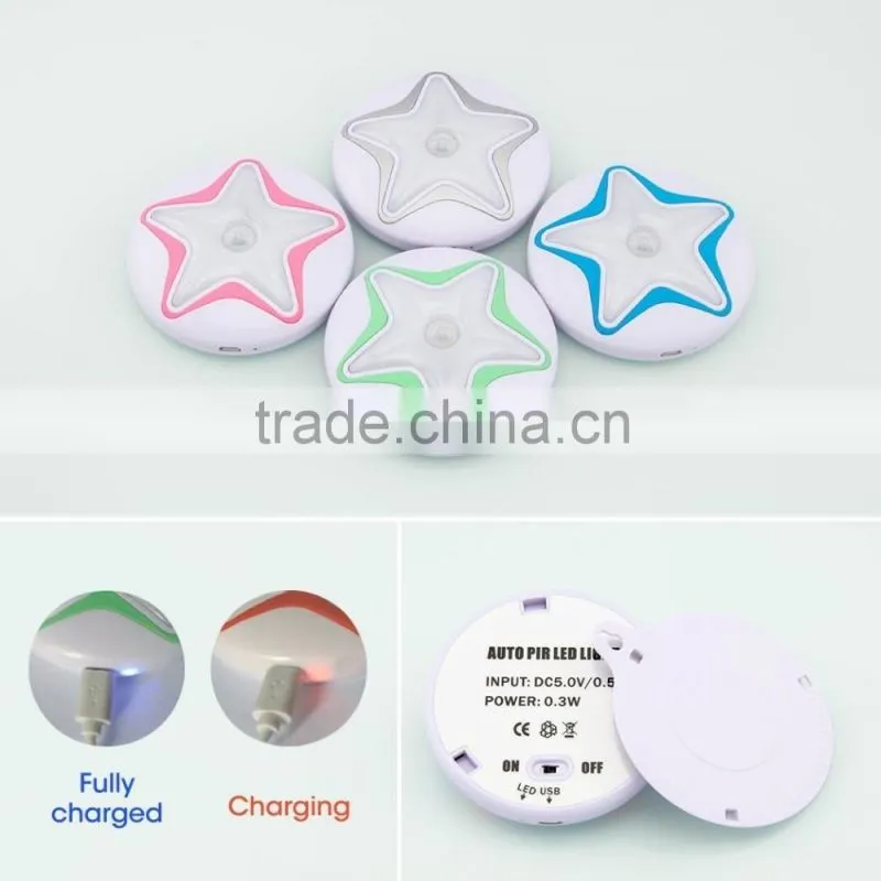 Senser Light Rechargeable LED Wireless Light-Motion Human Sensor LED Wall Light Star Night Light