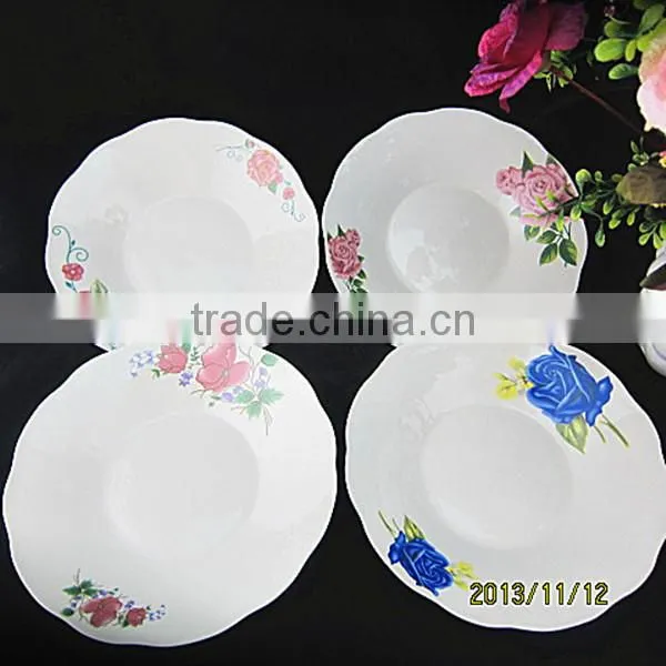 round soup porcelain plate,fine porcelain dinner plate,fruits porcelain plate