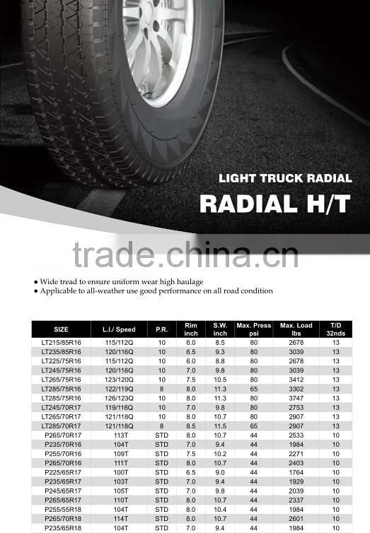 Highway-tread LT light truck tire P235/65R18
