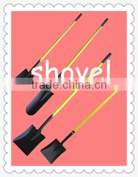 Anti-slip grip carbon steel shovel and spade garden digger tools with fiberglass hanlde