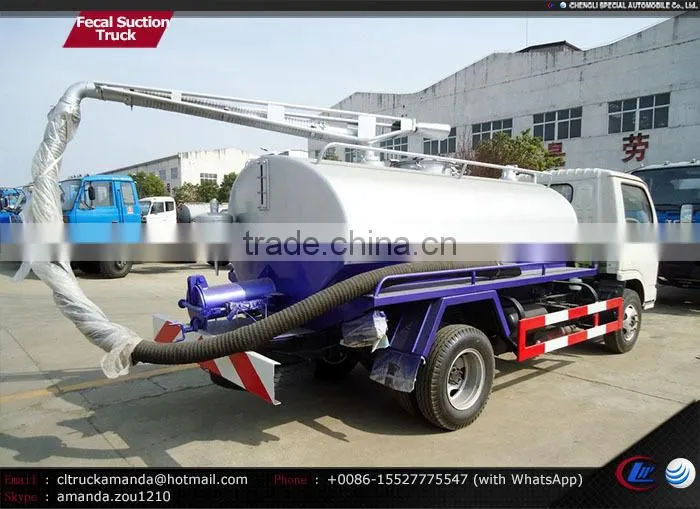 Dongfeng 4*2 95hp small 4000-5000 liter vacuum tank truck vacuum truck sale vacuum tankers for sale