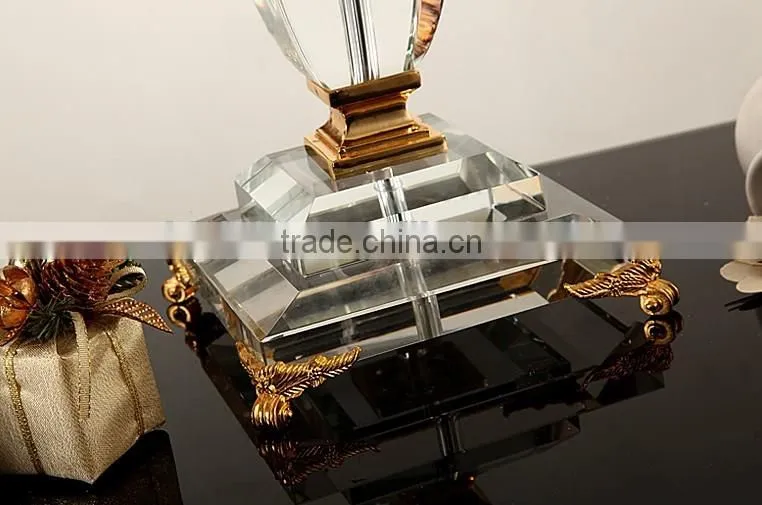 Four heads clear crystal table lamp with lampshade