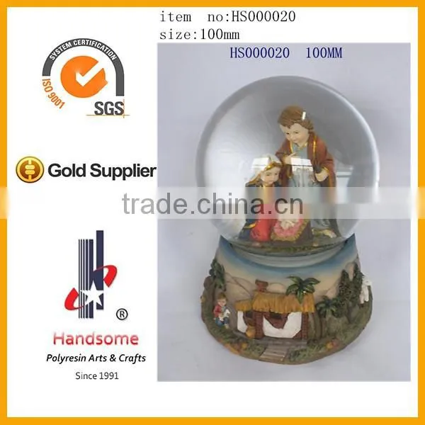 xmas religious design resin xmas ball xmas water globe