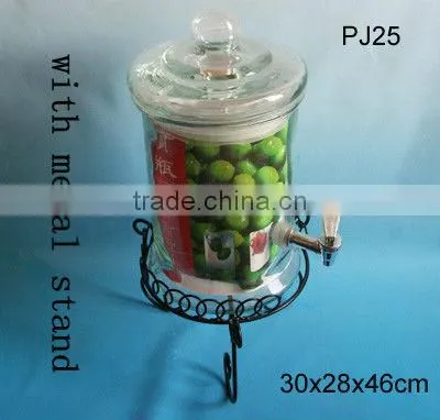 5 L clear glass infusion jar/glass jar with tap and glass lid PJ25 dispenser