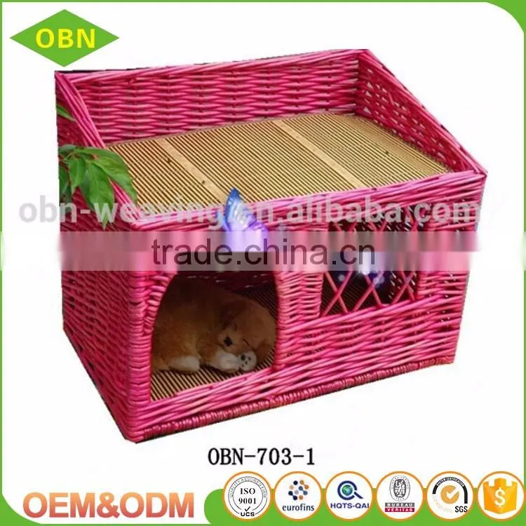 China hot sale exquisite modern design indoor woven wicker pet cat and dog house basket