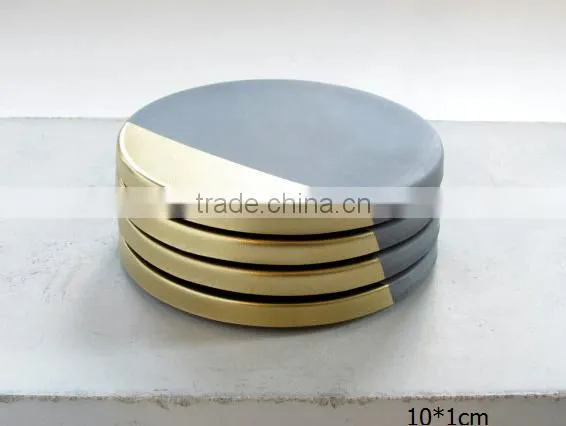 Concrete coasters with color painted edge