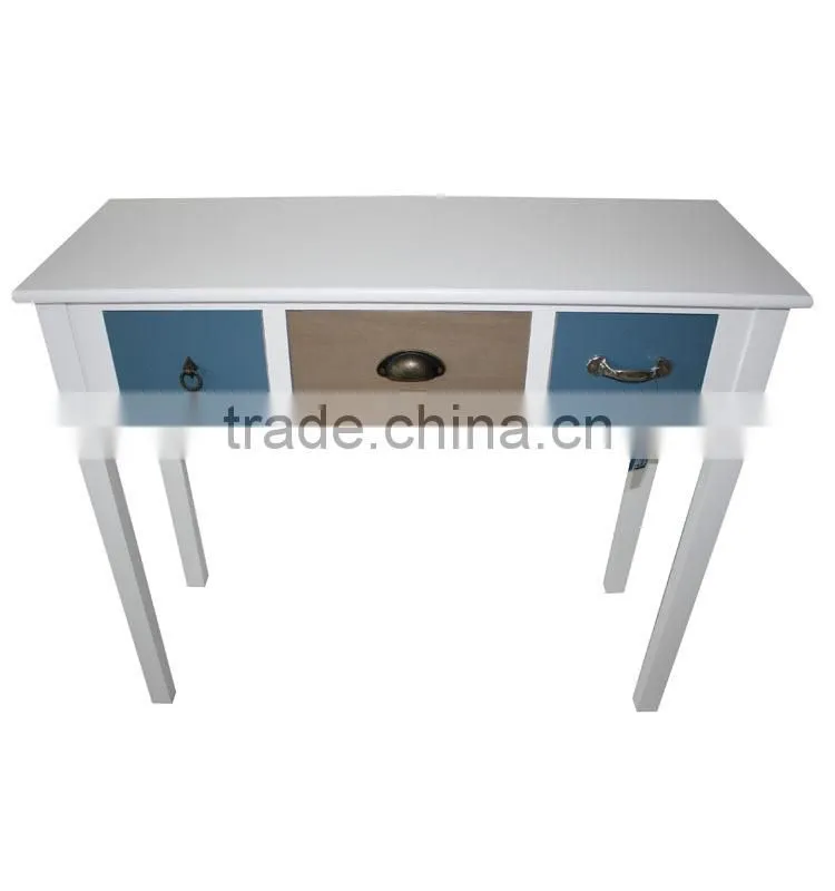 Heze vintage wood console tables with 3 colorful drawers