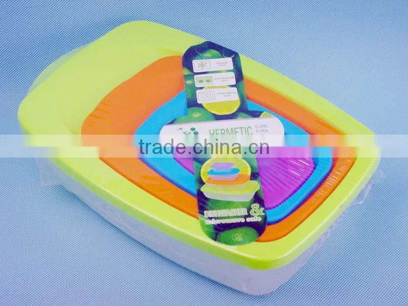 4PC Plastic color rectangle fresh bowl/food container