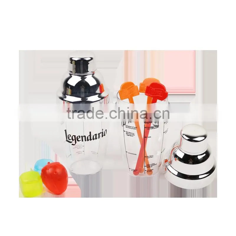 250ml plastic juice wine shaker in transparent