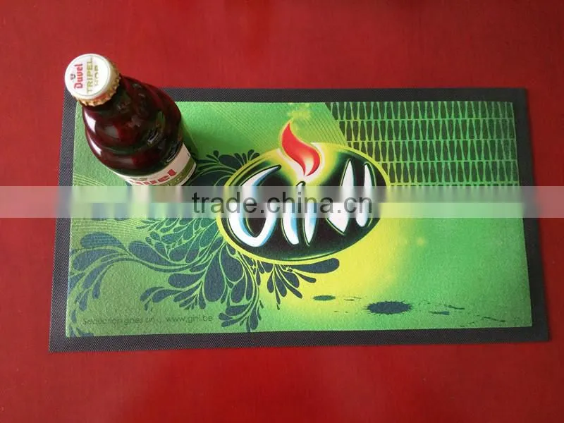 2017 custom brand logo non-woven fabric bar mat glows