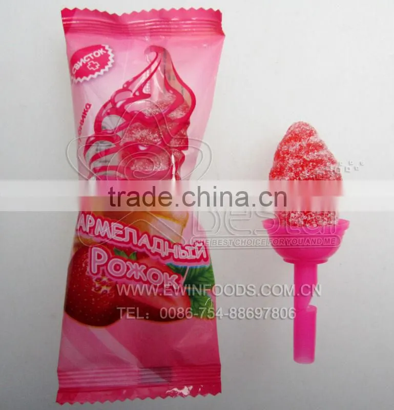 Ice-cream Jelly Candy with Plastic Whistle Lollipop