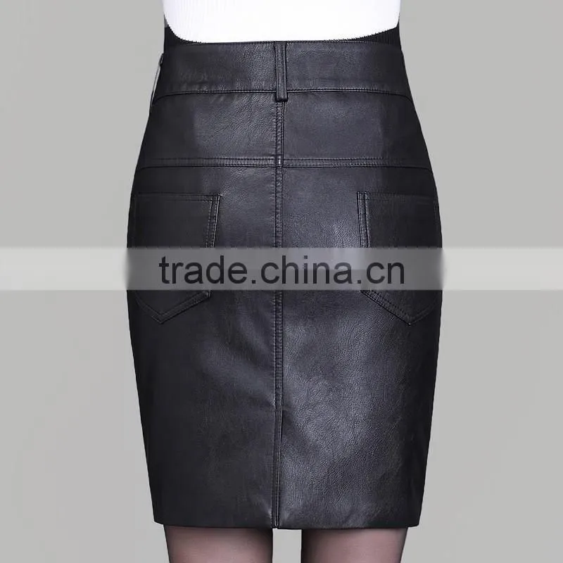 Latest design high wasit sexy lady leather pencil skirt