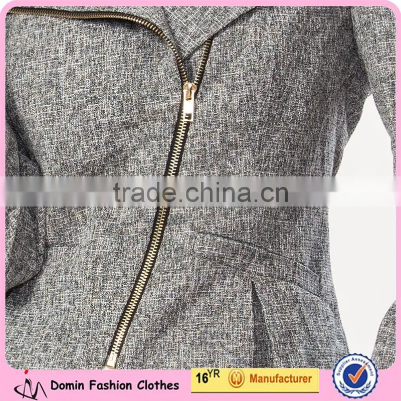 High quality woven fabric grey color fashion women blazer for lady