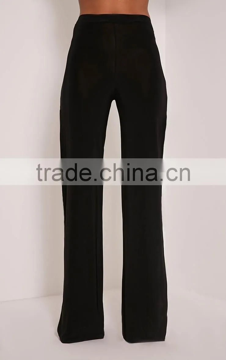 Black side split slinky latest design women trousers