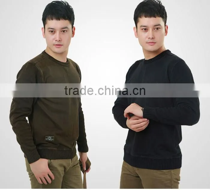 Men long sleeve round collar sweater