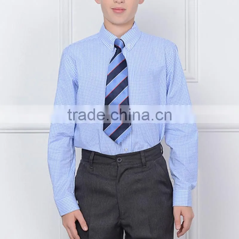 British style 2017 spring school boys shirt long sleeved cotton plaid shirt