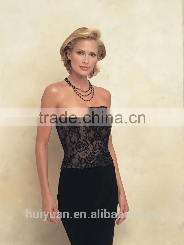 two piece ladies office chiffon black prom dress long sleeve