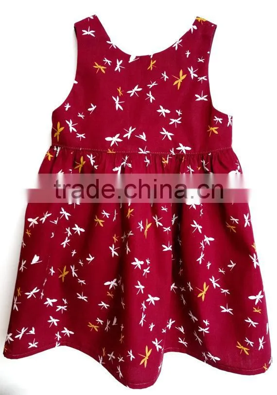 New Fashion Pure Cotton In Red Color Baby Girls Dress Summer