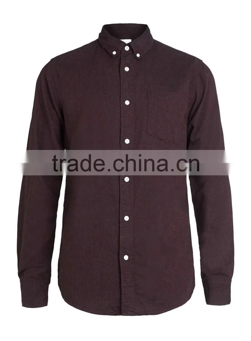 Burgundy hemp cotton blend shirts for man