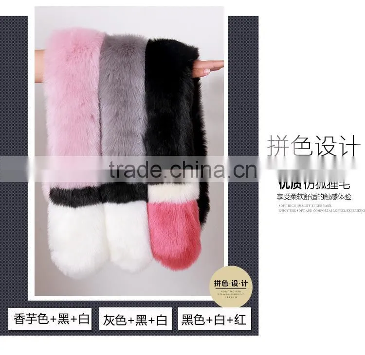 Colored Long Large Faux Fur Scarf Imitated Fox Fur Cape Winter Warm Fur Scarf