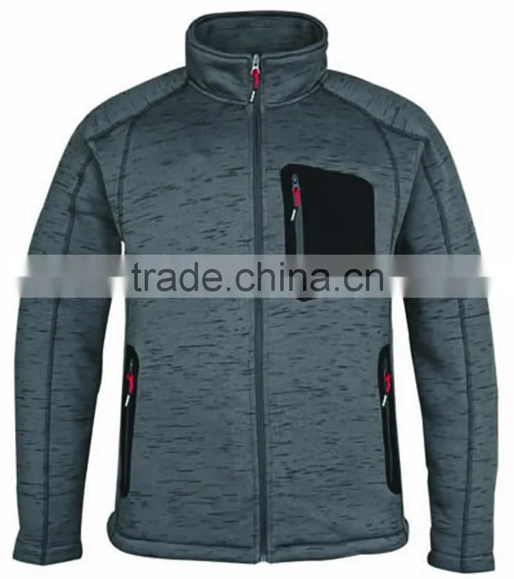 Non-hooded stylish outdoor sporting polar fleece coat men knitted jacket