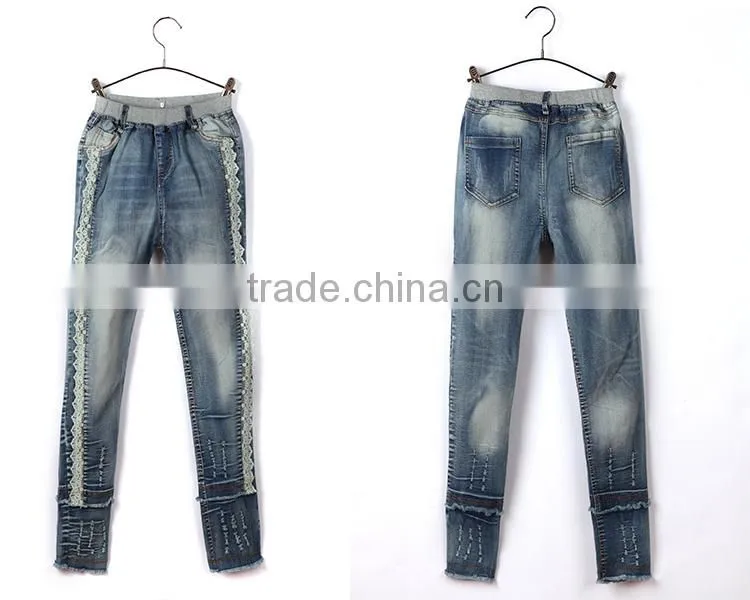 OEM Service new style antique shredded brand logo custom denim jeans