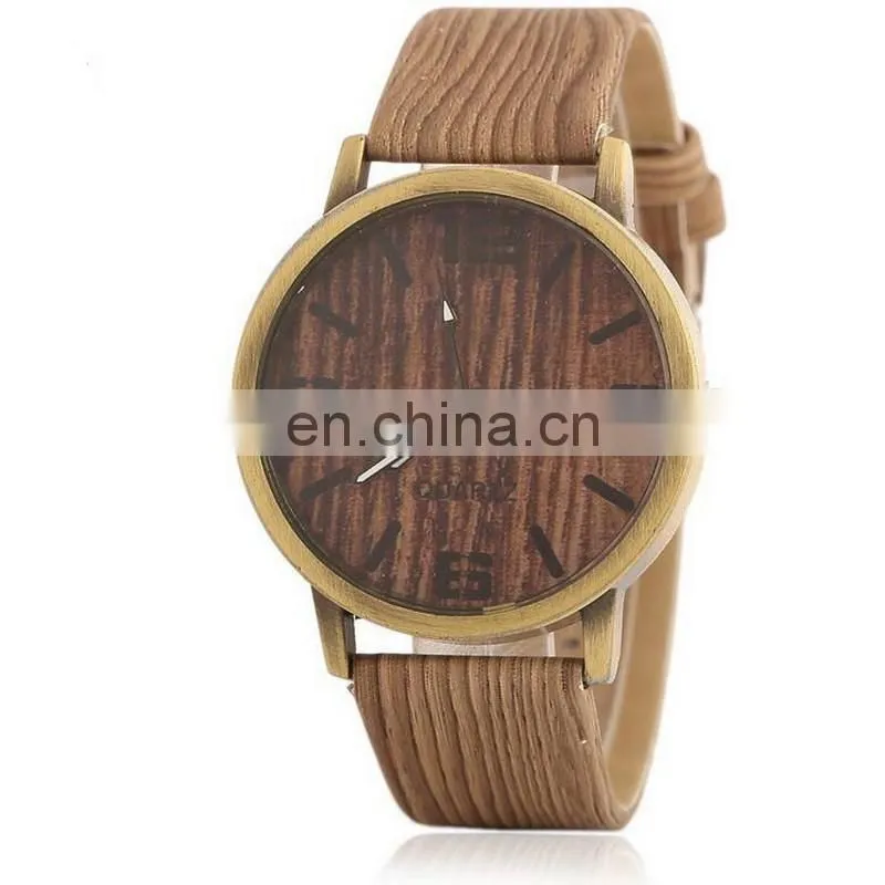 Unisex Student Teens Vintage Imitation Wood Strap Watch