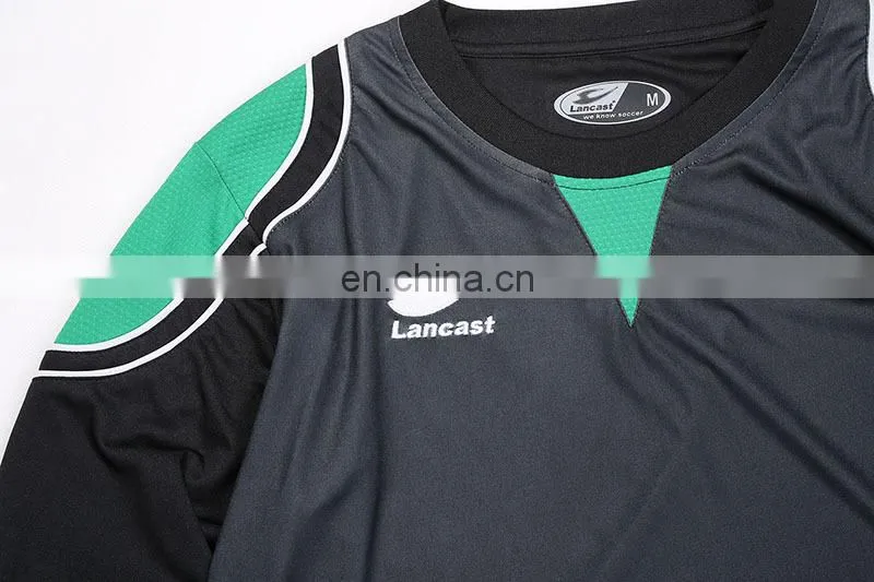 Long Sleeves Custom Black Soccer Referee Jersey