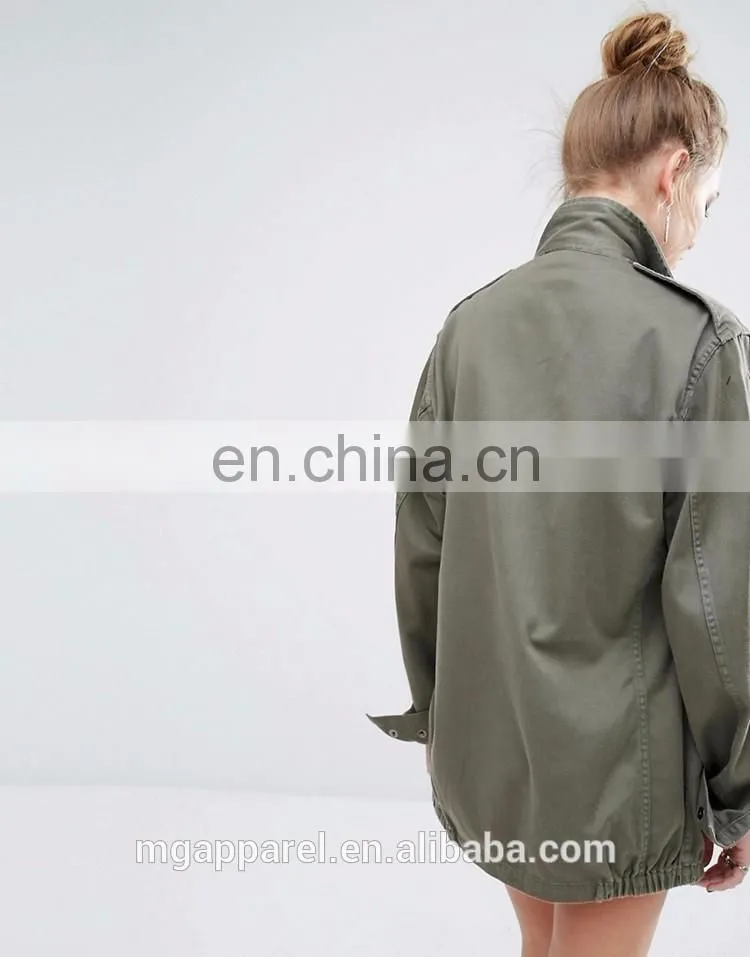 New fashion woven cotton fabric army jacket women military jacket wholesale