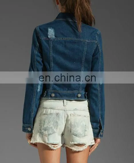 Wholesale long sleeve Denim Jacket button wash light blue oversize women denim jacket