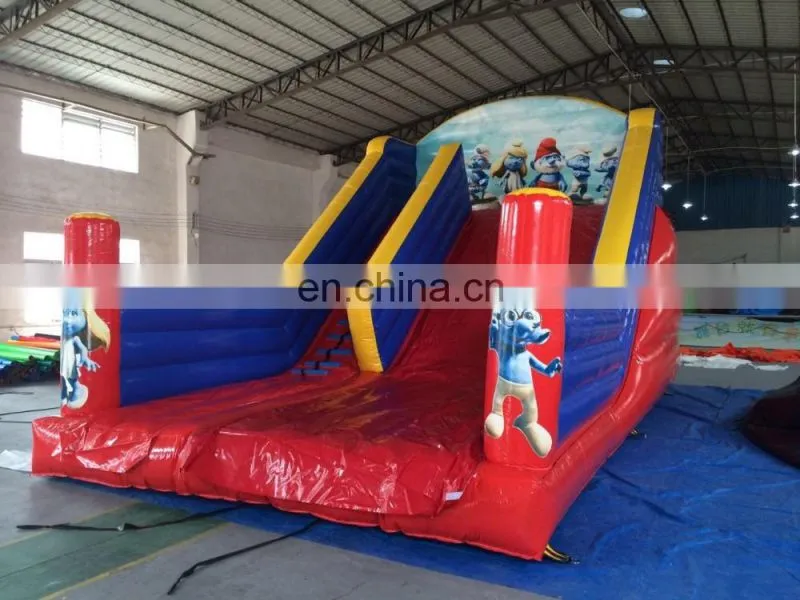 inflatable smurfs dry slide on promotion and available 8x5x7m