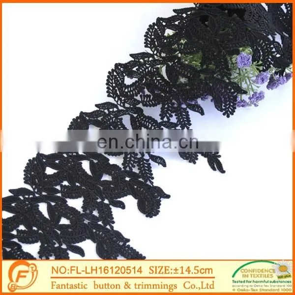 Trimming laces Rose Black Fabric Lace Ladies Suits Lace Design