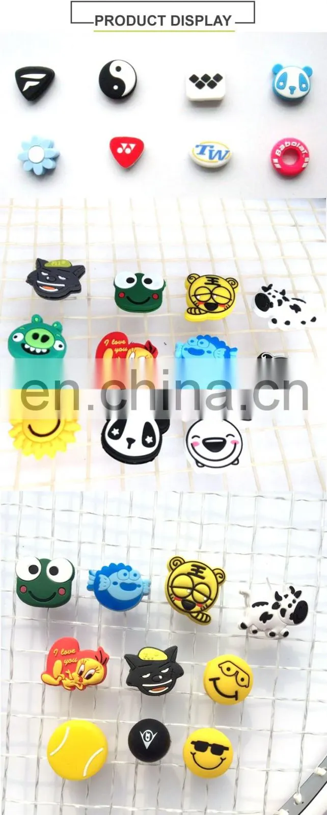 2017 Fancy Custom Dampeners Tennis Pvc Soft Silicone Vibration Dampeners For Sale