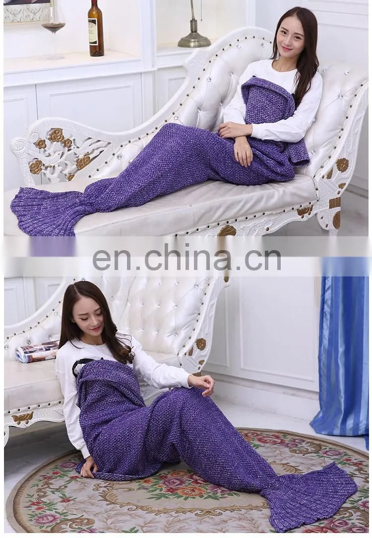 Wholesale custom 100% acrylic fibers united fashion mermaid tail blanket