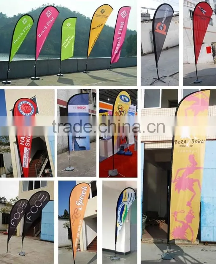 cheap Beach banner with cross steel stands and water bag