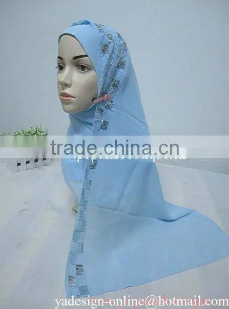 A374 Latest Islamic Head Scarf Hejab- Hijab sew with scarf