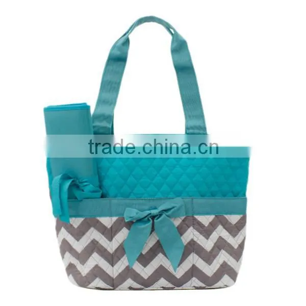 Fashion Grey Chevron Diaper Bag with Changing Pad OEM Chevron Diaper Bag