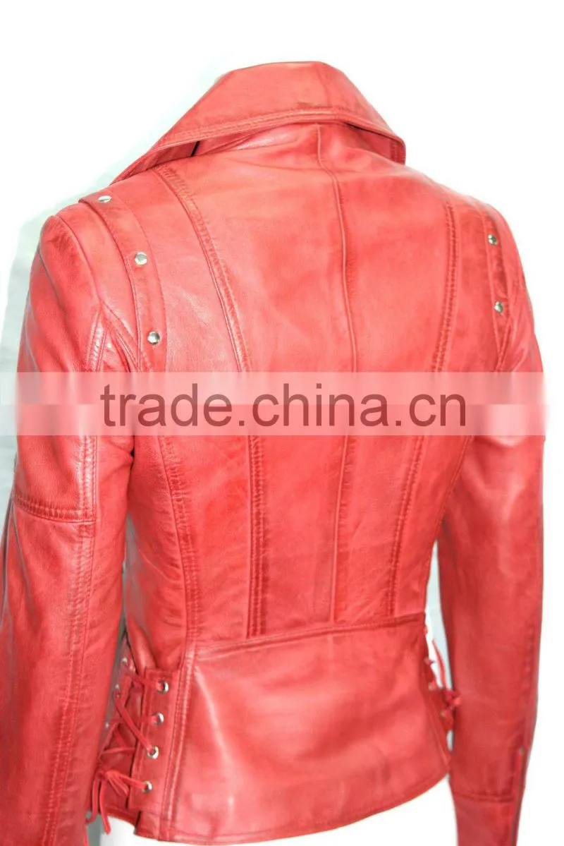 Red indian vintage motorcycle leather jacket