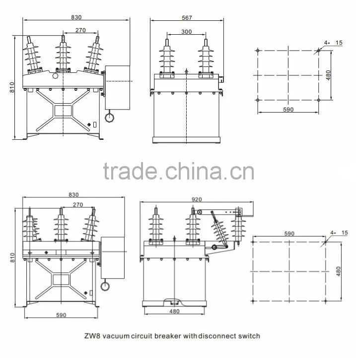 ZW8-12 Outdoor High Voltage Alternative Current Vacuum Circuit Breaker