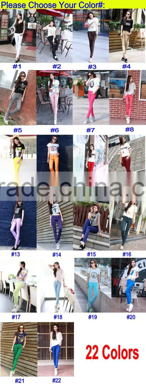 Fashion Women Sexy Candy Color Pencil Trousers, Casual Pants, Skinny Pants