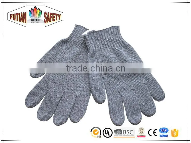 FTSAFETY hot sale in Japan grey cotton yarn knitting safety work gloves plain knit 50g per pair